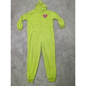 The Grinch Union Suit Mens L/XL Green Costume Hooded Fuzzy Plush Pajama